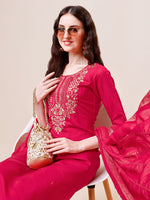Thumbnail for Hand Embroidered Kurta With Pant & Dupatta, Multicolor - Hiral Fashion - Distacart
