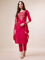 Thumbnail for Hand Embroidered Kurta With Pant & Dupatta, Multicolor - Hiral Fashion - Distacart