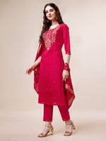 Thumbnail for Hand Embroidered Kurta With Pant & Dupatta, Multicolor - Hiral Fashion - Distacart