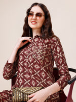 Thumbnail for Hand Embroidered & Printed Collar 2 Piece Co-Ords Set, Multicolor - Hiral Fashion - Distacart