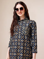 Thumbnail for Hand Embroidered & Printed Collar 2 Piece Co-Ords Set, Multicolor - Hiral Fashion - Distacart