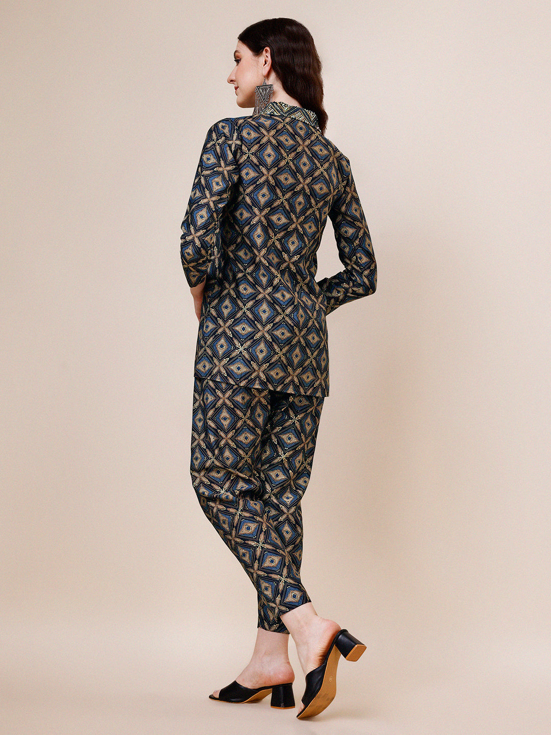 Hand Embroidered & Printed Collar 2 Piece Co-Ords Set, Multicolor - Hiral Fashion - Distacart