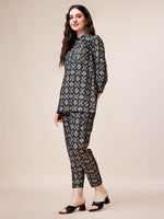 Thumbnail for Hand Embroidered & Printed Collar 2 Piece Co-Ords Set, Multicolor - Hiral Fashion - Distacart