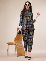 Thumbnail for Hand Embroidered & Printed Collar 2 Piece Co-Ords Set, Multicolor - Hiral Fashion - Distacart
