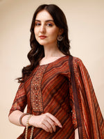 Thumbnail for Leheriya Printed & Embroidered Kurta With Pant And Dupatta Set, Multicolor - Hiral Fashion - Dista