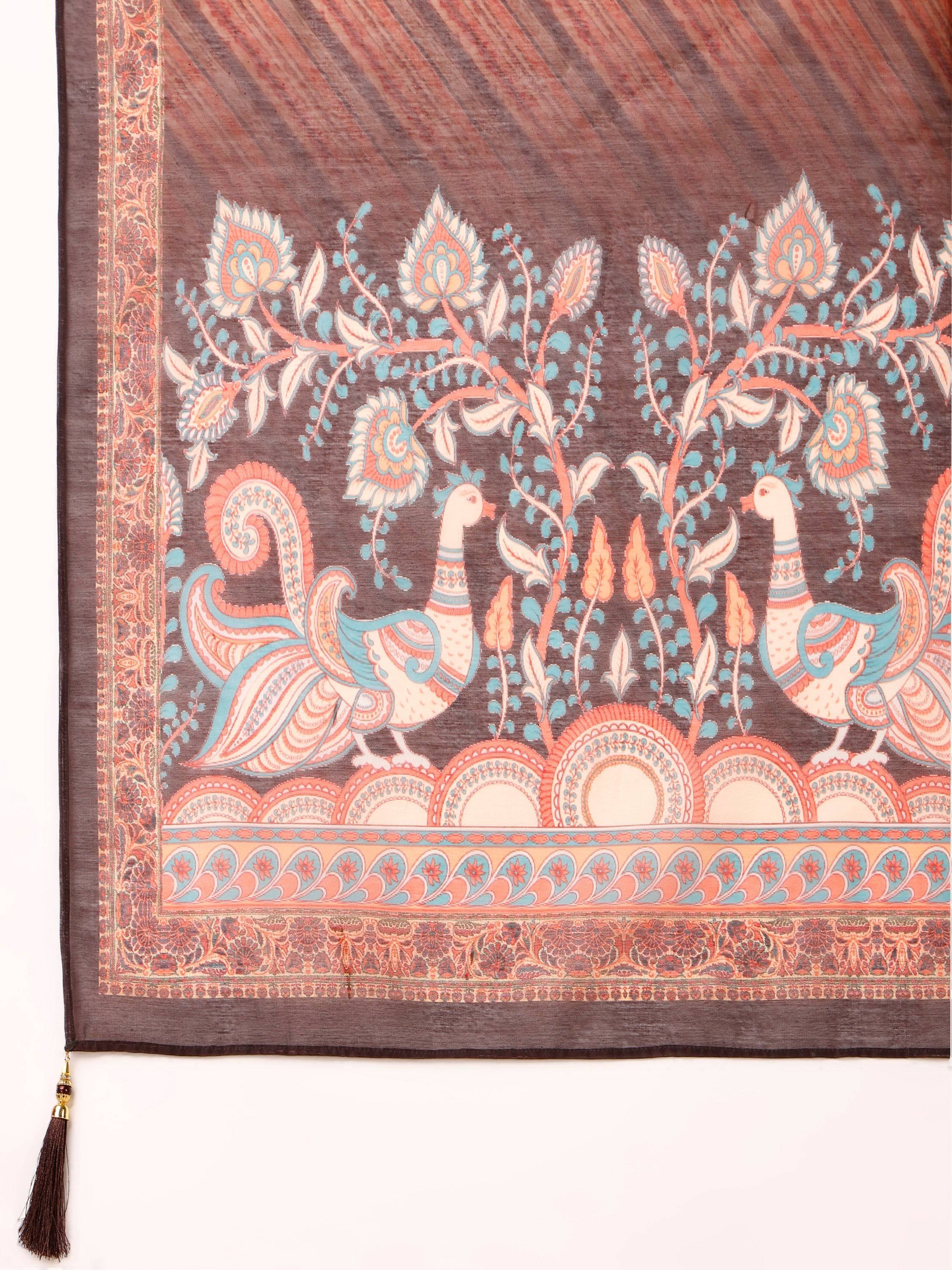 Leheriya Printed & Embroidered Kurta With Pant And Dupatta Set, Multicolor - Hiral Fashion - Dista