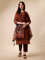 Thumbnail for Leheriya Printed & Embroidered Kurta With Pant And Dupatta Set, Multicolor - Hiral Fashion - Dista