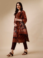 Thumbnail for Leheriya Printed & Embroidered Kurta With Pant And Dupatta Set, Multicolor - Hiral Fashion - Dista