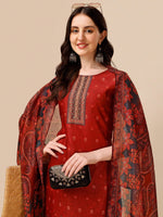 Thumbnail for Printed And Embroidered Kurta With Pant And Dupatta Set, Multicolor - Hiral Fashion - Distacart