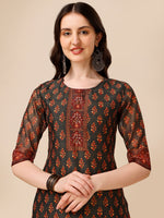 Thumbnail for Printed And Embroidered Kurta With Pant & Dupatta Set, Multicolor - Hiral Fashion - Distacart