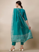 Thumbnail for Embroidered Kurta With Pant And Dupatta Set, Multicolor - Hiral Fashion - Distacart
