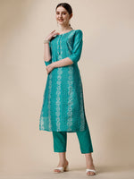 Thumbnail for Embroidered Kurta With Pant And Dupatta Set, Multicolor - Hiral Fashion - Distacart