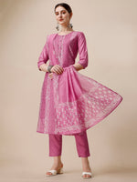 Thumbnail for Embroidered & Printed Kurta With Pant And Dupatta Set, Multicolor - Hiral Fashion - Distacart