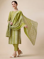 Thumbnail for Printed & Embroidered Kurta With Pant & Printed Dupatta Set, Multicolor - Hiral Fashion - Distacart