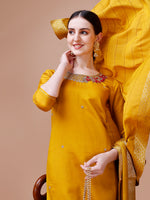 Thumbnail for Hand Embroidered And Embellished Kurta With Pant And Dupatta Set, Multicolor - Hiral Fashion - Distacart