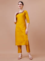 Thumbnail for Hand Embroidered And Embellished Kurta With Pant And Dupatta Set, Multicolor - Hiral Fashion - Distacart