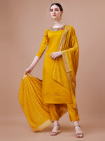 Thumbnail for Hand Embroidered And Embellished Kurta With Pant And Dupatta Set, Multicolor - Hiral Fashion - Distacart