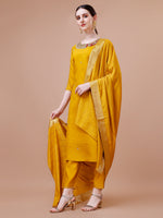 Thumbnail for Hand Embroidered And Embellished Kurta With Pant And Dupatta Set, Multicolor - Hiral Fashion - Distacart