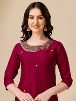 Thumbnail for Hand Embroidered Kurta With Pant And Dupatta Set, Multicolor - Hiral Fashion - Distacart