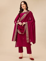 Thumbnail for Hand Embroidered Kurta With Pant And Dupatta Set, Multicolor - Hiral Fashion - Distacart