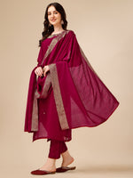 Thumbnail for Hand Embroidered Kurta With Pant And Dupatta Set, Multicolor - Hiral Fashion - Distacart