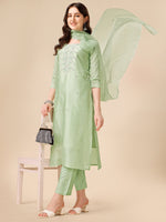 Thumbnail for Hand Embroidered Kurta With Pant And Dupatta Set, Multicolor - Hiral Fashion - Distacart