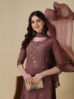 Thumbnail for Hand Embroidered Kurta With Pant And Dupatta Set, Multicolor - Hiral Fashion - Distacart