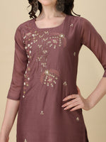 Thumbnail for Hand Embroidered Kurta With Pant And Dupatta Set, Multicolor - Hiral Fashion - Distacart