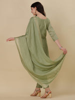 Thumbnail for Embroidered Kurta With Pant And Dupatta Set, Multicolor - Hiral Fashion - Distacart