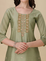 Thumbnail for Embroidered Kurta With Pant And Dupatta Set, Multicolor - Hiral Fashion - Distacart