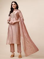 Thumbnail for Embroidered Kurta With Pant And Dupatta Set, Multicolor - Hiral Fashion - Distacart