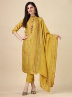 Thumbnail for Embellished Buttoned Kurta With Pant And Dupatta Set, Multicolor - Hiral Fashion - Distacart