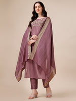 Thumbnail for Hand Embroidered Kurta With Pant And Dupatta Set, Multicolor - Hiral Fashion - Distacart