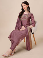Thumbnail for Hand Embroidered Kurta With Pant And Dupatta Set, Multicolor - Hiral Fashion - Distacart