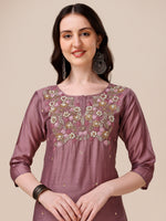 Thumbnail for Hand Embroidered Kurta With Pant And Dupatta Set, Multicolor - Hiral Fashion - Distacart