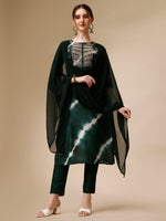 Thumbnail for Lehariya Printed And Embroidered Kurta With Pant And Dupatta Set, Multicolor - Hiral Fashion - Distacart