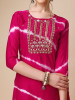 Thumbnail for Lehariya Printed And Embroidered Kurta With Pant And Dupatta Set, Multicolor - Hiral Fashion - Distacart