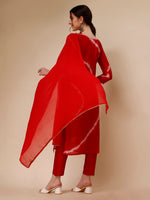Thumbnail for Lehariya Printed And Embroidered Kurta With Pant And Dupatta Set, Multicolor - Hiral Fashion - Distacart