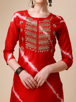 Thumbnail for Lehariya Printed And Embroidered Kurta With Pant And Dupatta Set, Multicolor - Hiral Fashion - Distacart