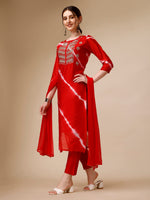Thumbnail for Lehariya Printed And Embroidered Kurta With Pant And Dupatta Set, Multicolor - Hiral Fashion - Distacart