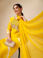 Thumbnail for Lehariya Printed And Embroidered Kurta With Pant And Dupatta Set, Multicolor - Hiral Fashion - Distacart