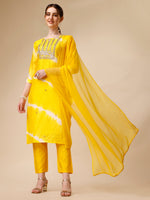Thumbnail for Lehariya Printed And Embroidered Kurta With Pant And Dupatta Set, Multicolor - Hiral Fashion - Distacart