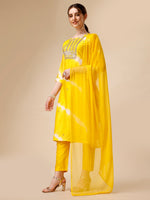 Thumbnail for Lehariya Printed And Embroidered Kurta With Pant And Dupatta Set, Multicolor - Hiral Fashion - Distacart