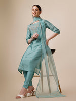 Thumbnail for Hand Embroidered Kurta With Pant & Dupatta Set, Multicolor - Hiral Fashion - Distacart