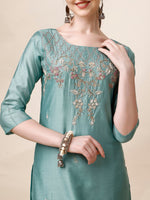 Thumbnail for Hand Embroidered Kurta With Pant & Dupatta Set, Multicolor - Hiral Fashion - Distacart