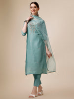Thumbnail for Hand Embroidered Kurta With Pant & Dupatta Set, Multicolor - Hiral Fashion - Distacart