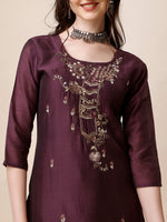 Thumbnail for Embroidered Kurta With Pant And Dupatta Set, Multicolor - Hiral Fashion - Distacart