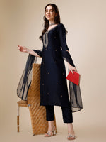 Thumbnail for Embroidered Kurta With Pant And Dupatta Set, Multicolor - Hiral Fashion - Distacart