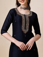 Thumbnail for Embroidered Kurta With Pant And Dupatta Set, Multicolor - Hiral Fashion - Distacart