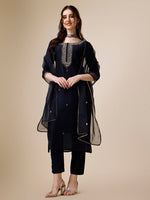 Thumbnail for Embroidered Kurta With Pant And Dupatta Set, Multicolor - Hiral Fashion - Distacart